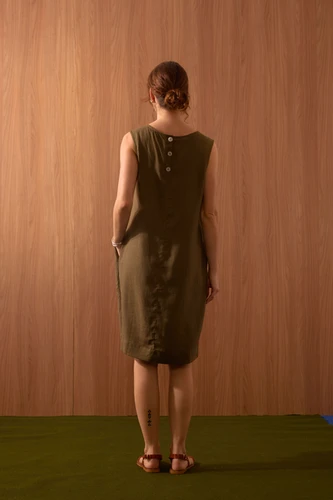 VESTIDO LINHO "VL" BOTOES COSTAS