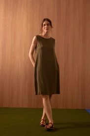 VESTIDO LINHO "VL" BOTOES COSTAS